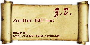 Zeidler Dénes névjegykártya